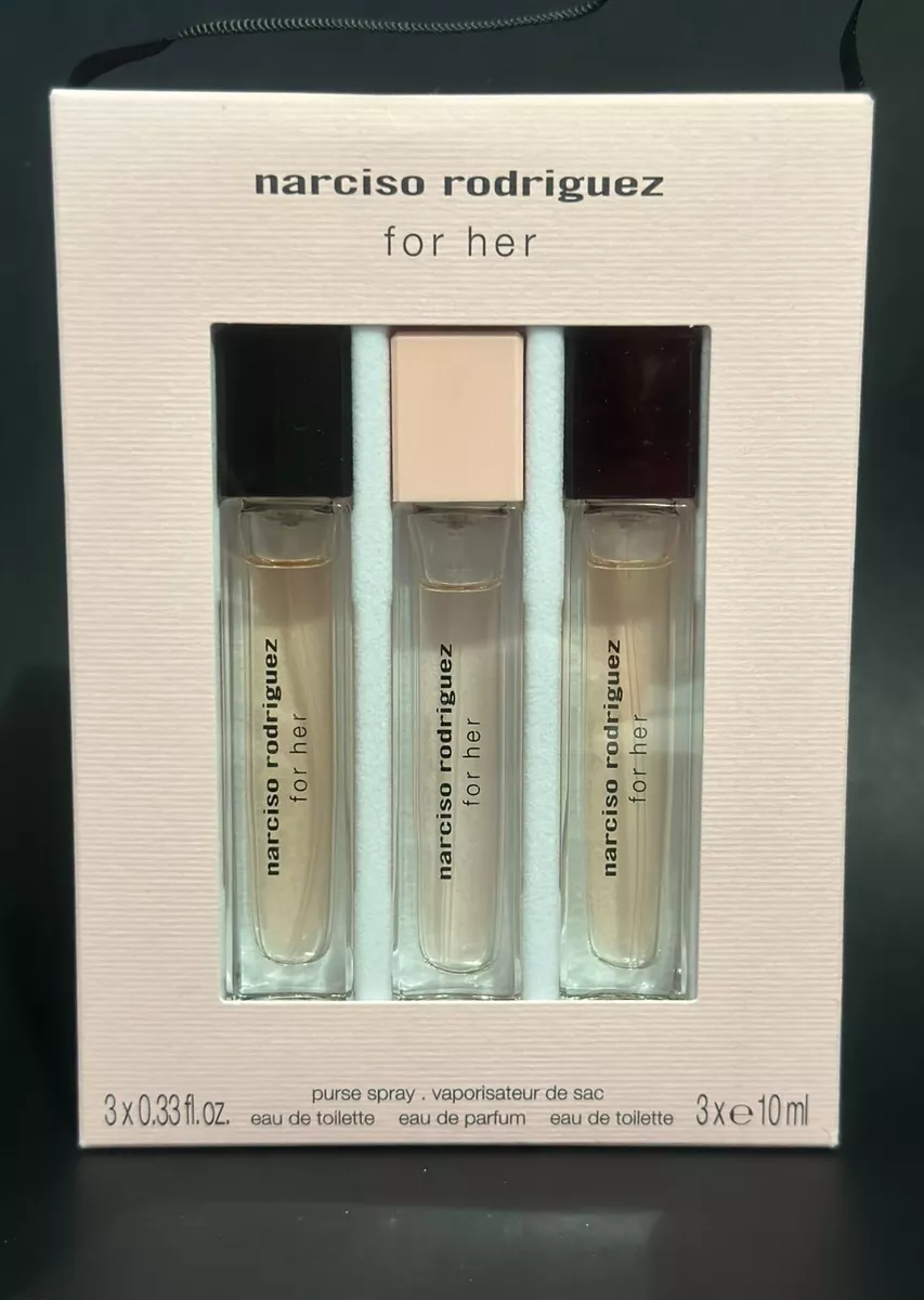 Narciso Rodriguez For HER purse spray perfume gift set 3x 10ml 3x