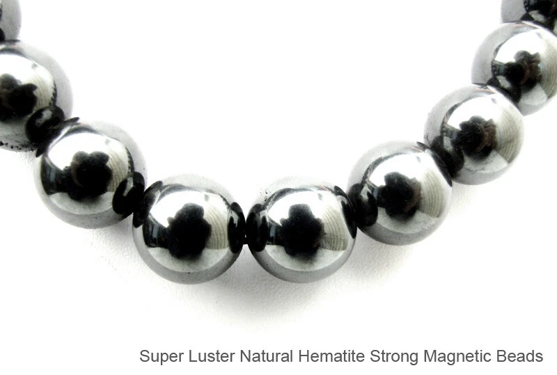 Colar de hematita magnético preto natural redondo 20 mm para joias femininas de pedra 18" - Imagem 4 de 4