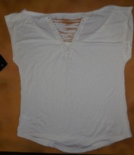 NWT Dance Bloch White Twist Knot Back Short Sleeve Shirt Ladies Sm Adult Z9140