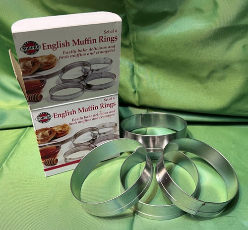 Set of 4 * ENGLISH MUFFIN, EGG, PANCAKE, BAGEL S.S. Rings ( 3.5" x 0.86" ) Used - Picture 4 of 8