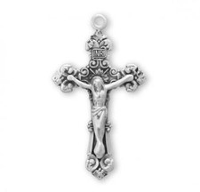 Sterling Silver Fancy Filigree Crucifix 1.3in x 1.0in Features 18in Long chain