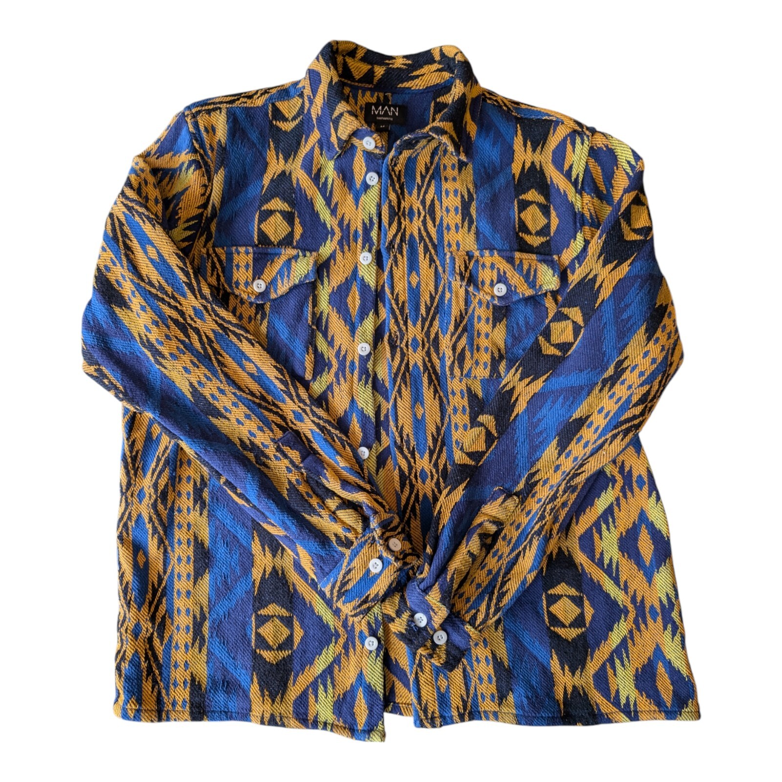 Boohooman Aztec Patterned Tapestry Overshirt Jack… - image 7
