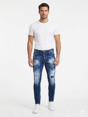 Dsquared² slim fit jeans button fly mens lightly distressed designer denim sz 46