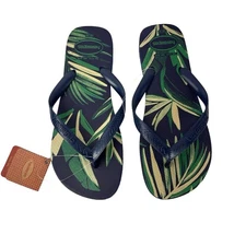 Havaianas Men's 11/12 Navy Blue Tropical Print Flip Flops Brazil Sandals