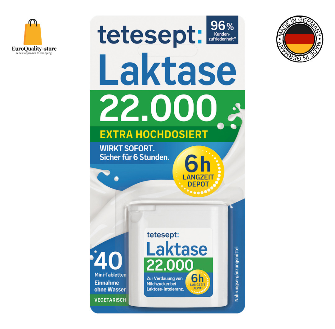 Tetesept Lactase 22000 Anti Ballonnement et Gaz Comprimés pour Manger sans Souci