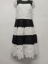 Ladies Dress Size 10 Black White Lace Layed Beautiful Wedding Guest Outfit 