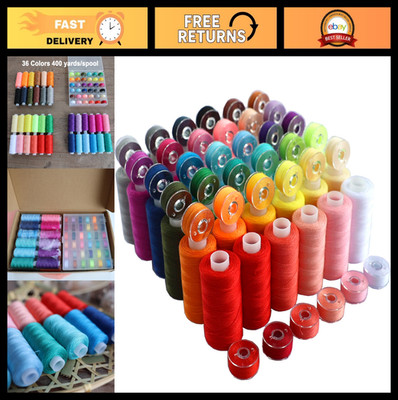 72 PCS Sewing Thread Set - 36 Colorful Polyester Threads & Bobbins, 400 Yards Ea