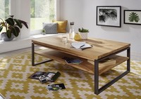 Couchtisch 120X80Cm Massivholz Eiche Metall Wildeiche Massiv Neu Ovp!!!