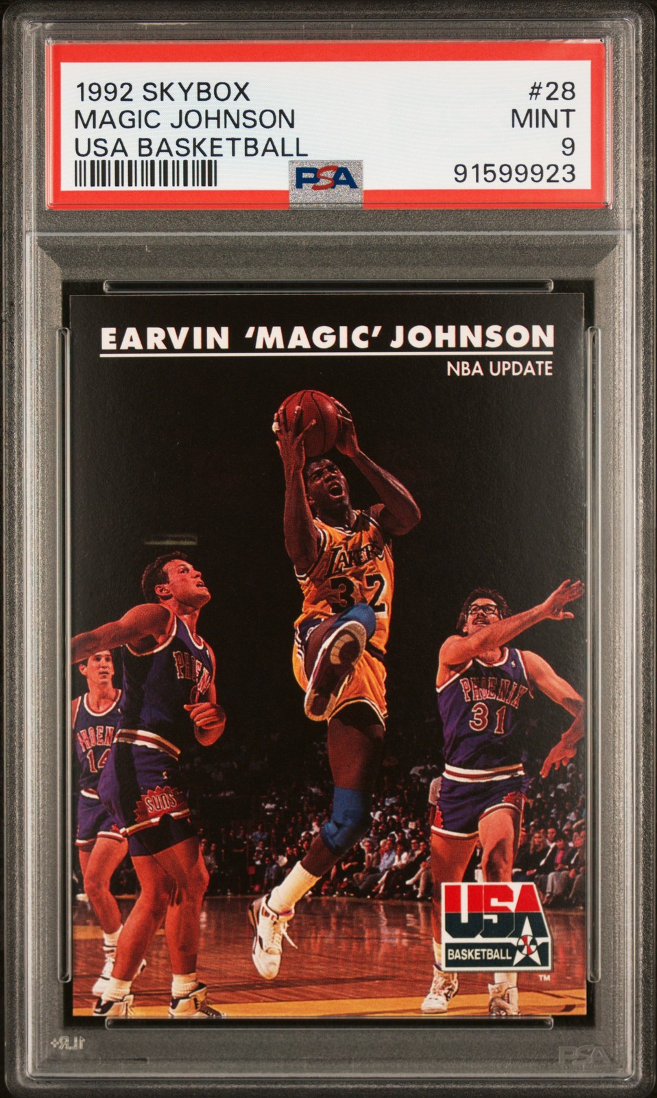 1992 SKYBOX USA BK #28 MAGIC JOHNSON PSA 9