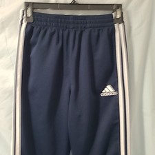 ADIDAS Boys Size XL 18/20 Blue White Stripes Athletic Track Suit Pants