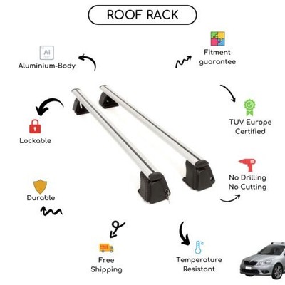 Bare Roof Rack Cross Bars Set for Skoda Octavia A5 1Z Sedan 2005 - 2012