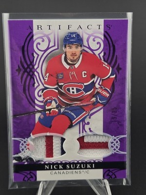 2026-27 UD Artifacts Nick Suzuki 3-Color Dual Game-Used Patch Purple #/25 #9