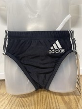 ADIDAS Boys Swim Brief NEW With Tags Black with White Stripe Size 22"