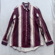 Vintage Wrangler Brushpopper Shirt Mens XL Red Stripe Cowboy Rodeo Ranch Western