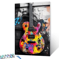 Paint by Numbers Kit for Adults Graffiti Style Guitar DIY Oil Painting 16x20