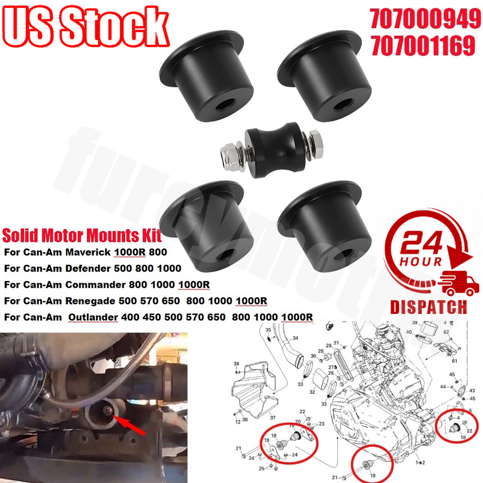 For Can-Am 850 1000 Solid Motor Mounts Kit Outlander 400 450 500