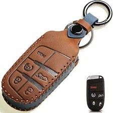 Car Key Fob Cover Compatible with Keyless Remote Control A Style Color: Brown
