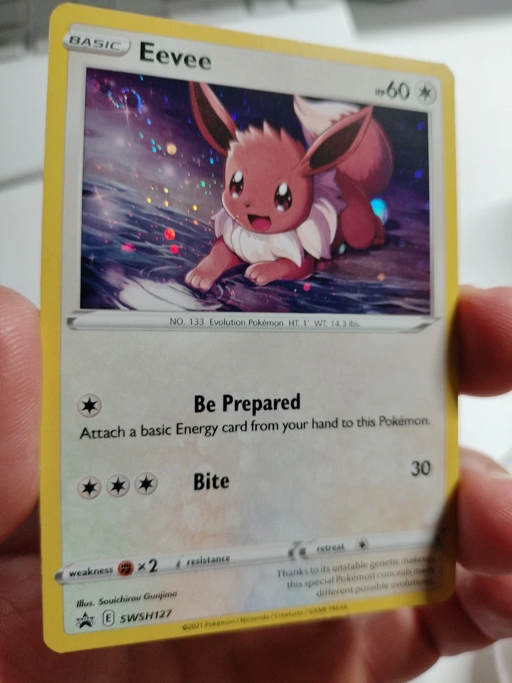Eevee SWSH127 SWSH: Sword & Shield Promo Cards Holo SWIRL Pokemon LP+++ #1 - Image 2 of 4