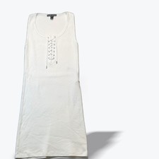 Ralph Lauren Black Label Lace Up Dress Ribbed Tank White Mercerized Cotton Small