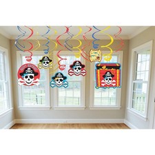 Pirate's Treasure Map Caribbean Kids Birthday Party Hanging Swirl Decorations