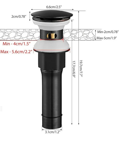 BESy Oil Rubbed Bronze Bathroom Sink Drain, Bathroom Faucet Vanity Sink Pop... - Picture 6 of 7