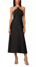 Liv Foster Quinn Satin Cocktail Dress Formal Black Size 2 Halter Dress NEW