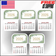 2026 Mini Stick on Calendar Monthly Peel & Stick Adhesive Calendar (Plant) 5Pc