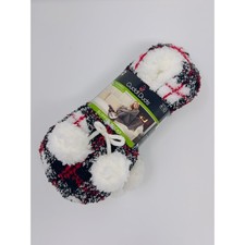Cuddl Duds 2 pk PlushFill Slipper Socks Plaid Black Tweed Women's Size 4-10