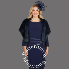 Joseph Ribkoff Size 16 Dress Coast Stole and Fascinator Navy Mother of the Bride