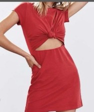 Urban Outfitters Silence + Noise Knotted T-Shirt Dress Red Size Small