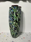 STUNNING LARGE MURANO ART GLASS VASE VIBRANT MULTI COLORED BLOWN 15 INCHES TALL!