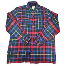 LL Bean Mens Large Fleece Lined Flannel Shirt Plaid Traditional Fit 298189