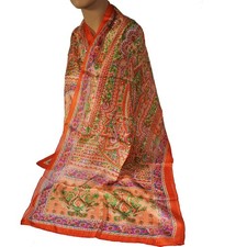 Schal Seidenschal Reine Seide 160x50cm  Paisley Damenschal Orange Flieder 144