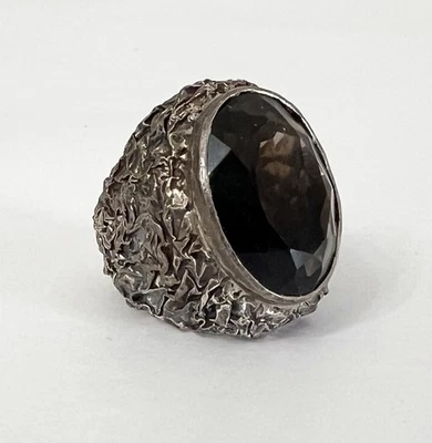 Natural Smoky Brown Quartz Gemstone Detailed! 925 Men's Statement Ring 8.5 - Image 1 of 4