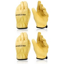 Kids Leather Gardening Gloves, 2 Pairs Toddler Work Gloves, Perfect for Child...