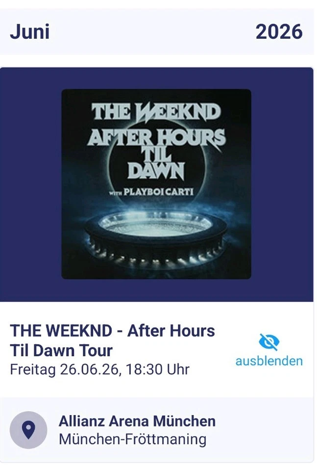 6 Stehplatz Tickets Innenraum The Weeknd München 26.06.2026