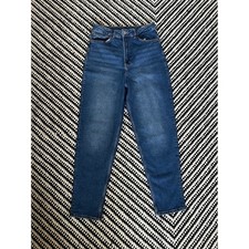 H M Divided Womens Mom Jeans High Waisted Medium Wash Blue 8 Tapered Leg STRECH