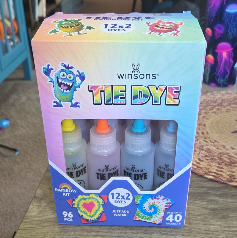 Winsons Tie-Dye Rainbow Kit 12 Colors 96 Pcs Reactive Powder Dye