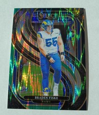 2024 PANINI SELECT BRADEN FISKE LOS ANGELES RAMS GREEN BLACK PRIZM RC #171