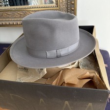 Vintage Adam Brothers Fifth Avenue Brown Felt Fedora Hat Size Aqua Shed Treated
