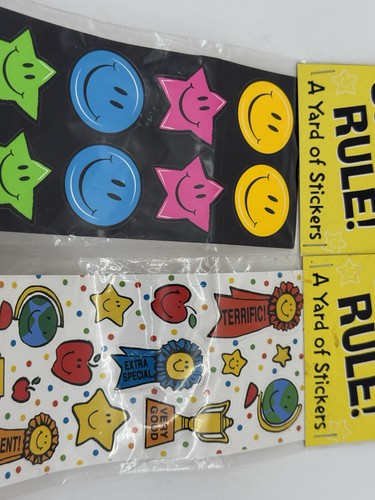 Vintage Yard Of Stickers Rule Teacher Classroom Stars Happy Face School (Folded) - Picture 4 of 9