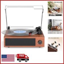 Retro Vinyl Record Player with Built-in Speakers and Bluetooth Connectivity
