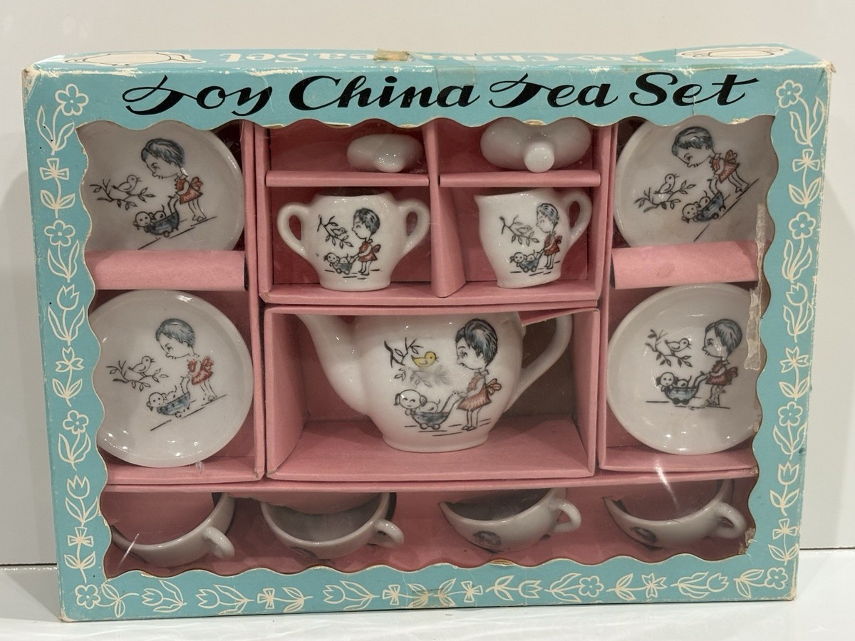 Vtg Toy China Tea Set In Org Box 13 Piece No. 9804 Japan Complete