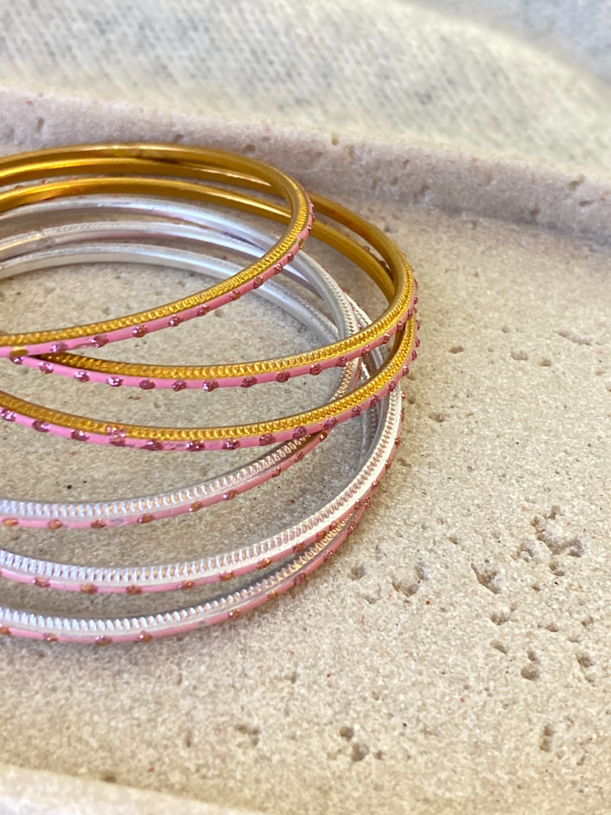 Thin Stackable Bangle Bracelets Set of 8 Gold & S… - image 3