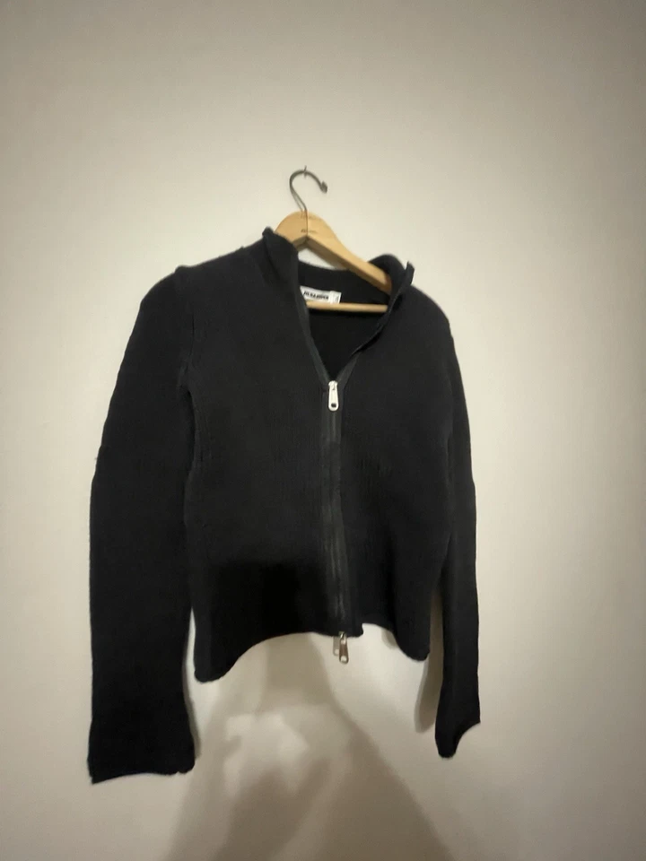 Jil Sander 女式蓝色 38 码开衫全拉链 70% 棉意大利制造 — 第 2/4 张图片