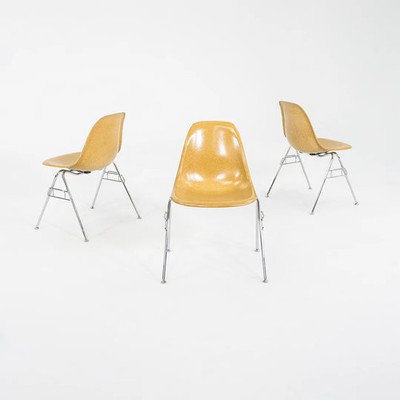 C. 2018 Eames Modernica Stacking Side / Dining Chair Yellow Fiberglass 2x Avail