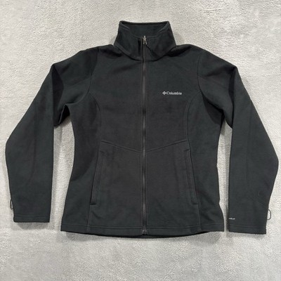 Columbia Full Zip Windbreaker Jacket Women M Black Active OmniHeat Sherpa