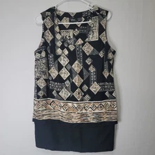 Boutique EUROPA by Newportnews Geometric Layered Sleeveless Blouse Women's Sz L