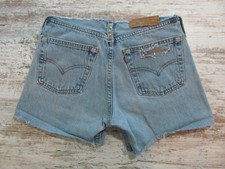 Jr Sz 27 LEVI'S 501 Cutoff Jeans Denim Shorts Cut Waist Button Fly Studs Frayed