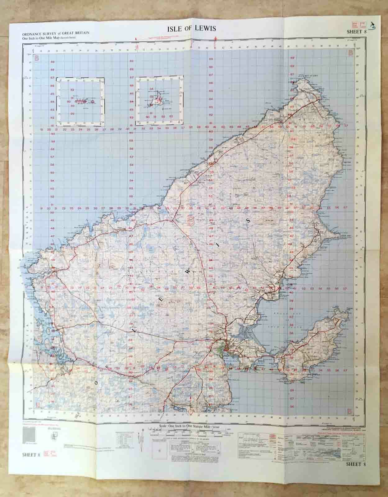 Isle of Lewis OS/Ordnance Survey Map 1 inch - 1 mile Sheet 8 1961